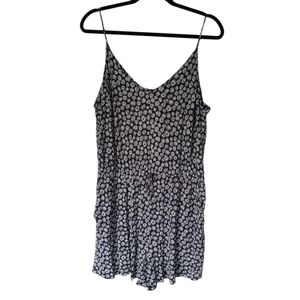 H&M NWOT Navy Blue Printed Spaghetti Strap Romper Size Large